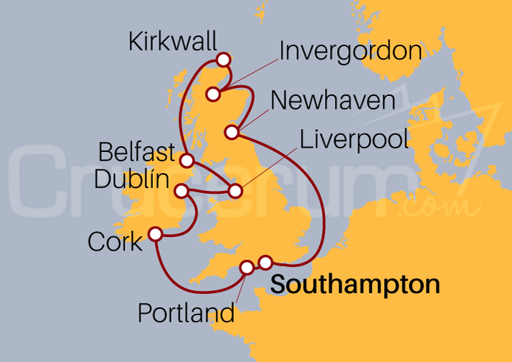 Itinerario Crucero Islas Británicas II 2023