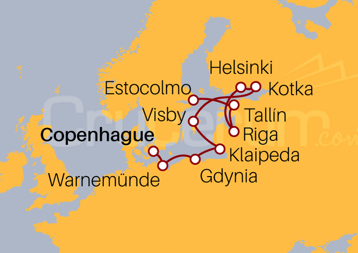 Itinerario Crucero Capitales Bálticas desde Copenhague 2023