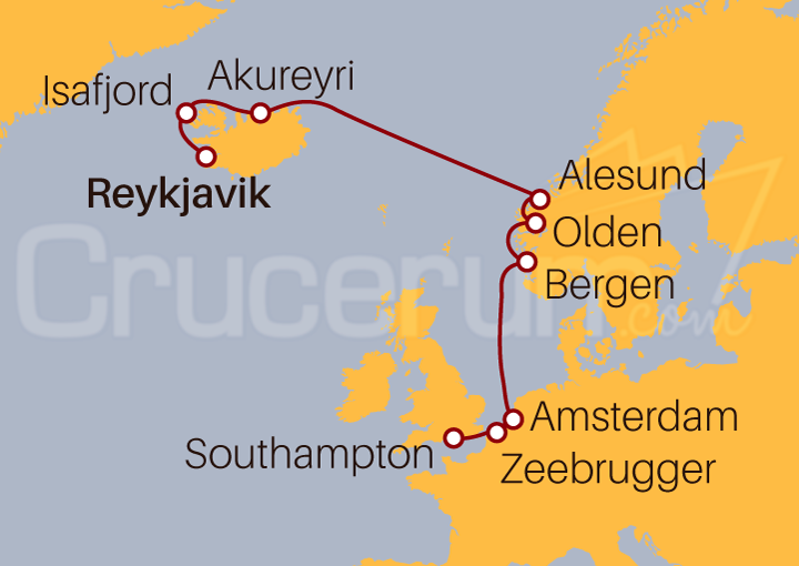 Itinerario Crucero De Reykjavik a Southampton I