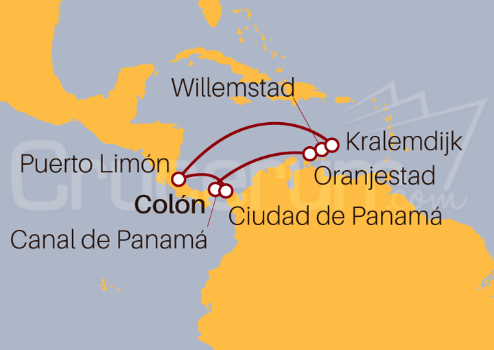 Itinerario Crucero Antillas Holandesas desde Panamá