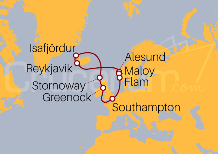 Itinerario Crucero Islandia, Noruega y Reino Unido