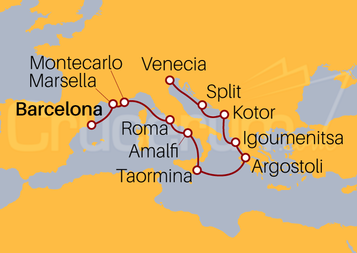 Itinerario Crucero Mediterráneo Carismático