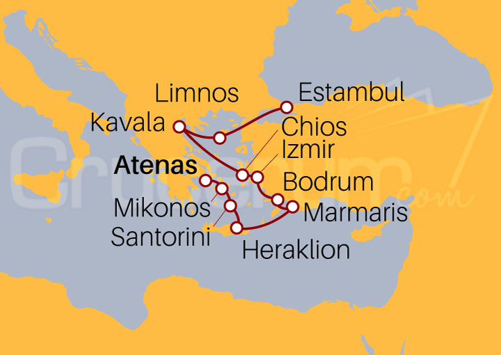 Itinerario Crucero Crucero desde Atenas a Estambul 2023