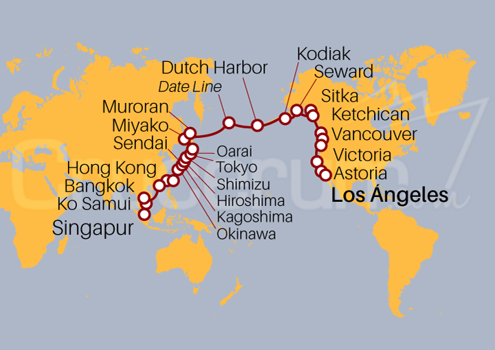 Itinerario Crucero Vuelta al Mundo 2023 I