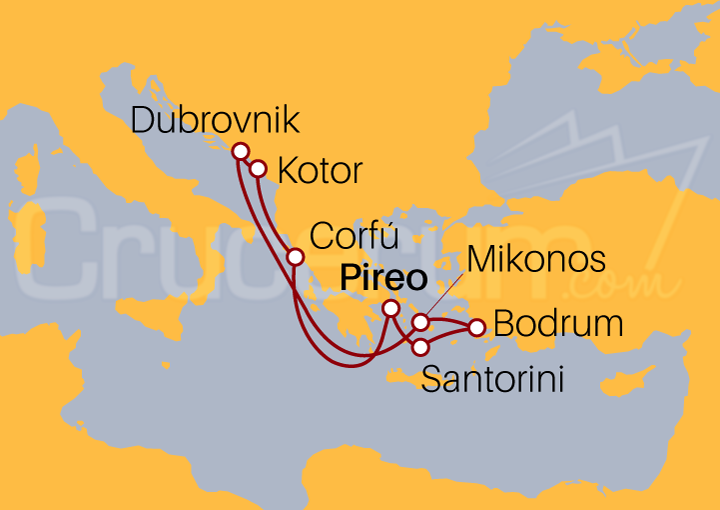 Itinerario Crucero Noches estelares en Grecia y Croacia