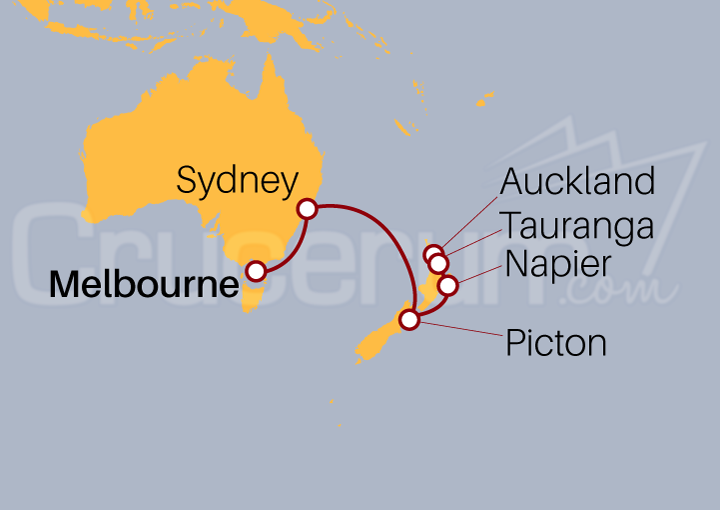 Itinerario Crucero Sur de Australia y Nueva Zelanda