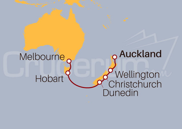 Itinerario Crucero Fiordos del Pacífico y Tesoros de Tasmania