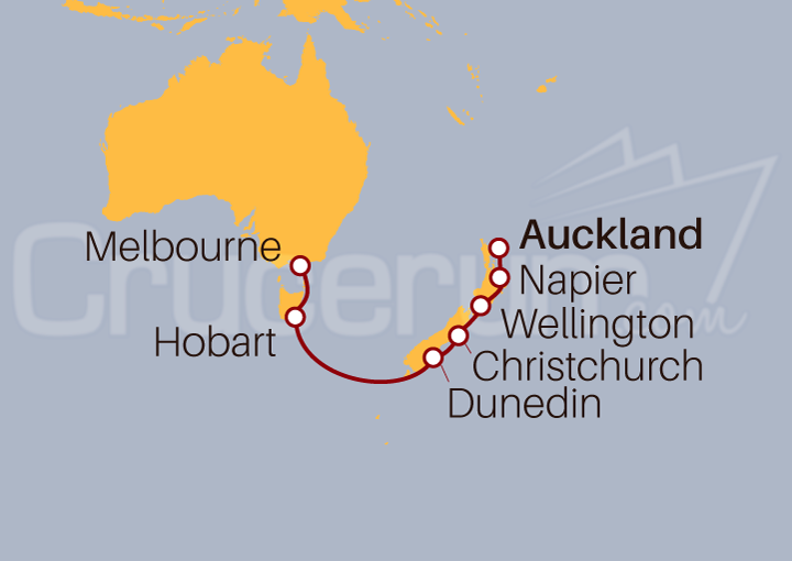 Itinerario Crucero Nueva Zelanda, Tasmania y Melbourne