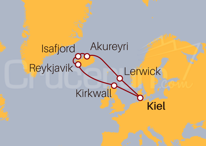Itinerario Crucero Islandia desde Kiel