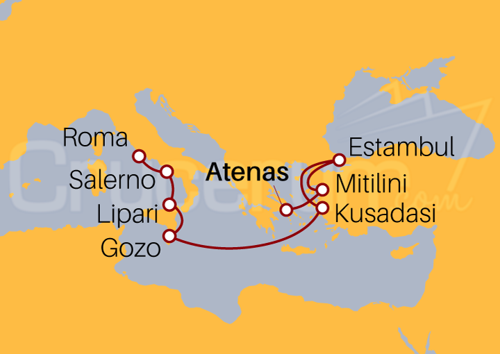 Itinerario Crucero Crucero desde Atenas a Civitavecchia 2023