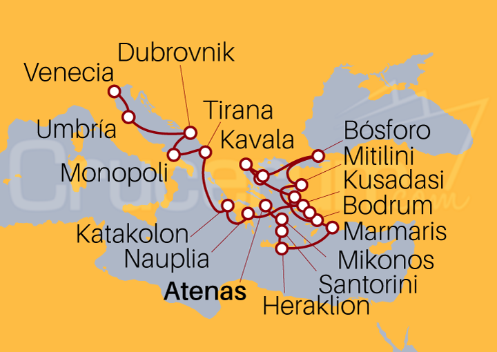 Itinerario Crucero Crucero desde Atenas a Venecia 2023