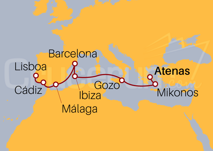 Itinerario Crucero Idílico Sur de España y Portugal