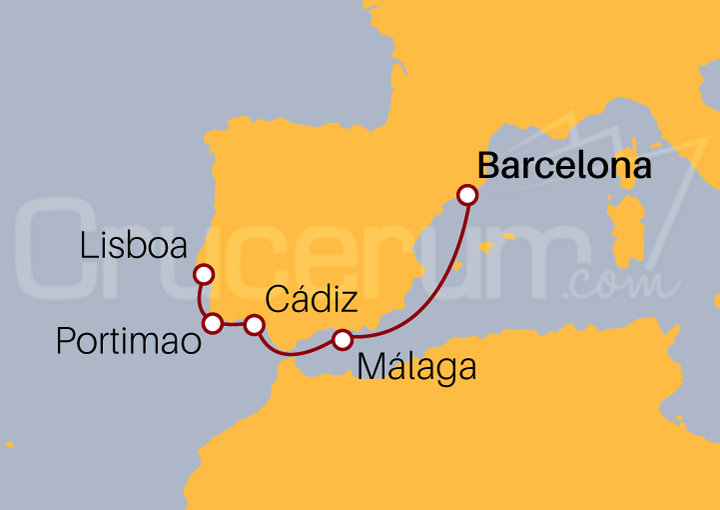 Itinerario Crucero Crucero por Andalucia, Algarve y Lisboa