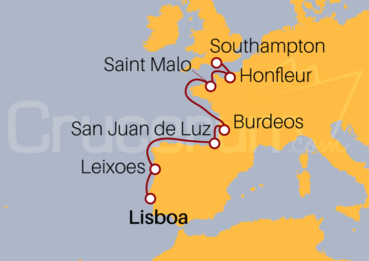 Itinerario Crucero De Lisboa a Southampton