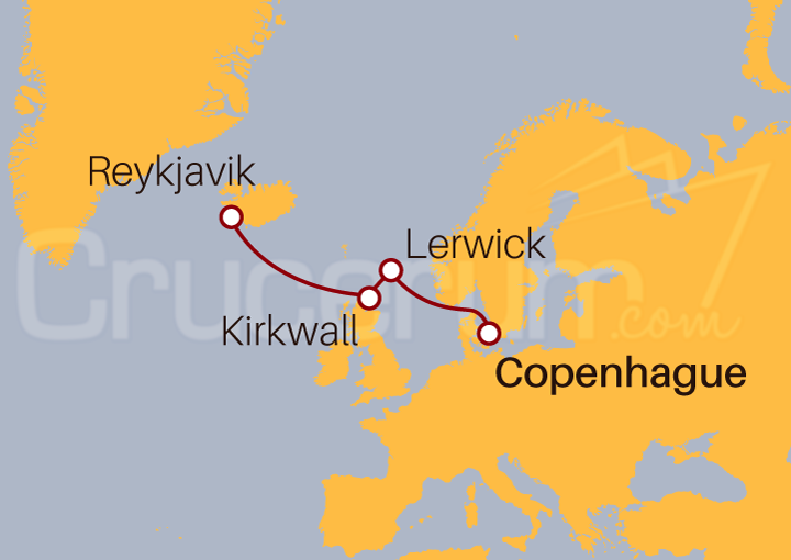 Itinerario Crucero Noches Blancas Europeas e Islandia