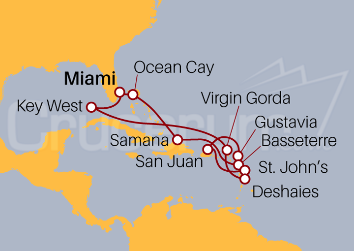 Itinerario Crucero Navega por el Caribe