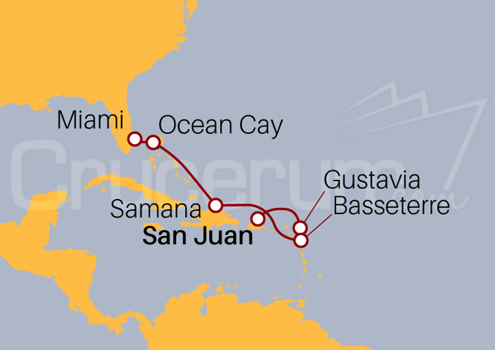 Itinerario Crucero Inaugural Caribeño: Islas Británicas hasta Miami