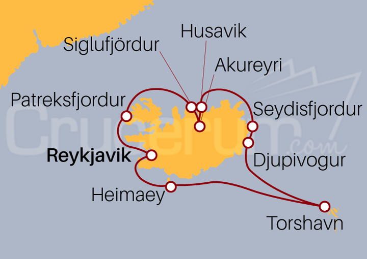 Itinerario Crucero Islandia desde Reykjavik