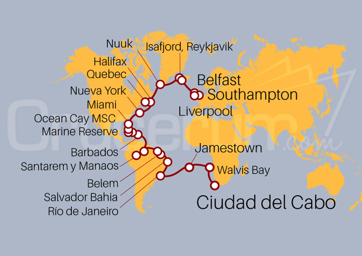 Itinerario Crucero Tramo Vuelta al Mundo 2024 I