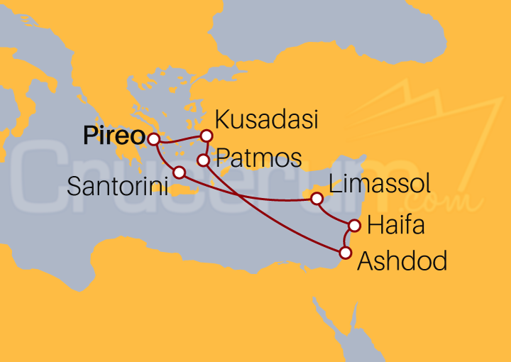 Itinerario Crucero Islas griegas con Israel, Turquía y Chipre