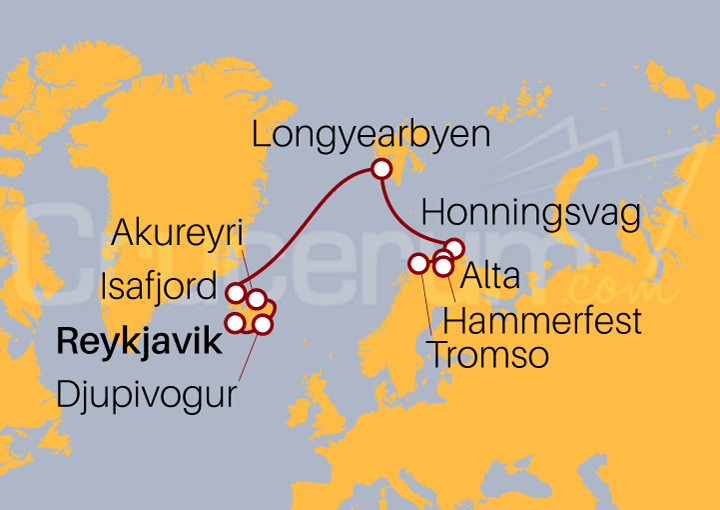 Itinerario Crucero Islandia y Noruega