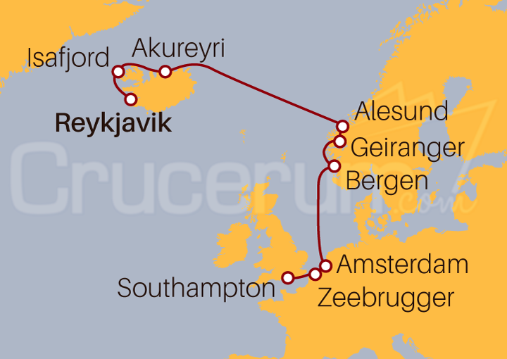 Itinerario Crucero De Reykjavik a Southampton III