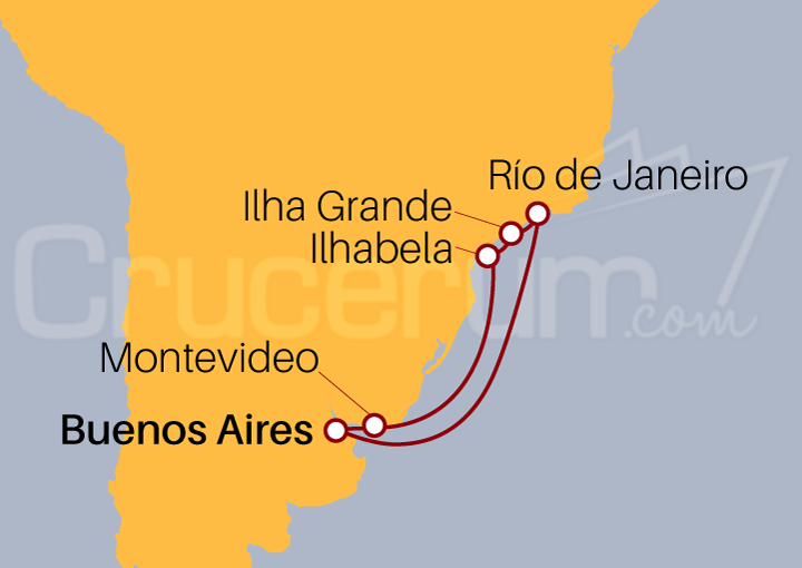 Itinerario Crucero Argentina, Brasil y Uruguay