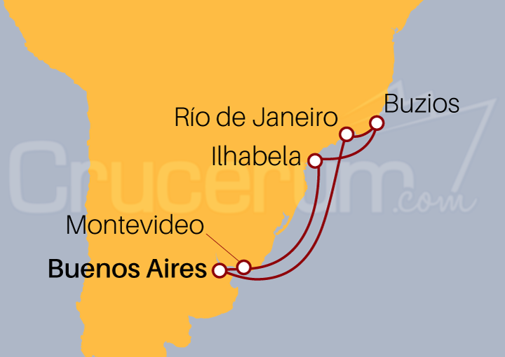Itinerario Crucero Brasil y Uruguay desde Argentina