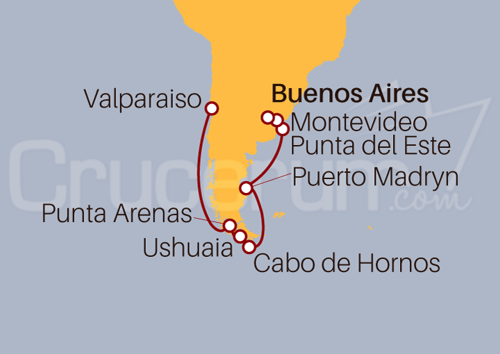Itinerario Crucero De Buenos Aires a Valparaíso 2023