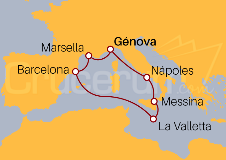 Itinerario Crucero Mediterráneo desde Génova