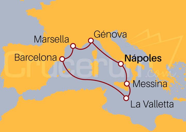 Itinerario Crucero Mediterráneo desde Nápoles