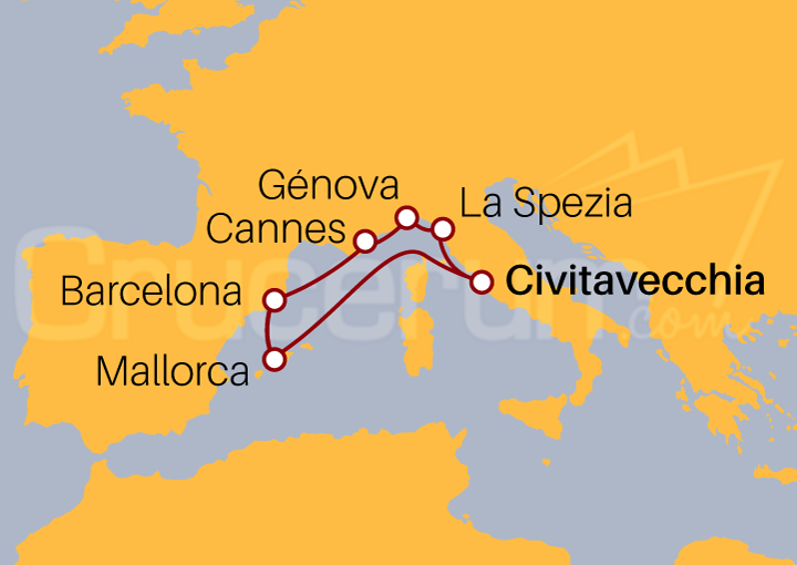 Itinerario Crucero Mediterráneo desde Roma 2024
