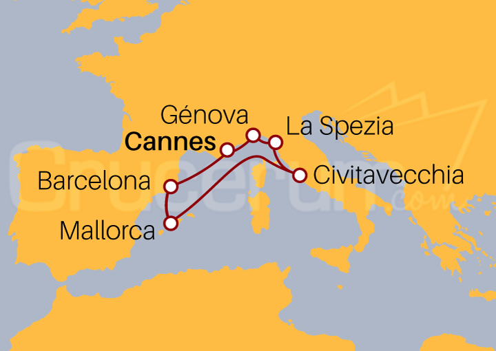 Itinerario Crucero Mediterráneo desde Cannes