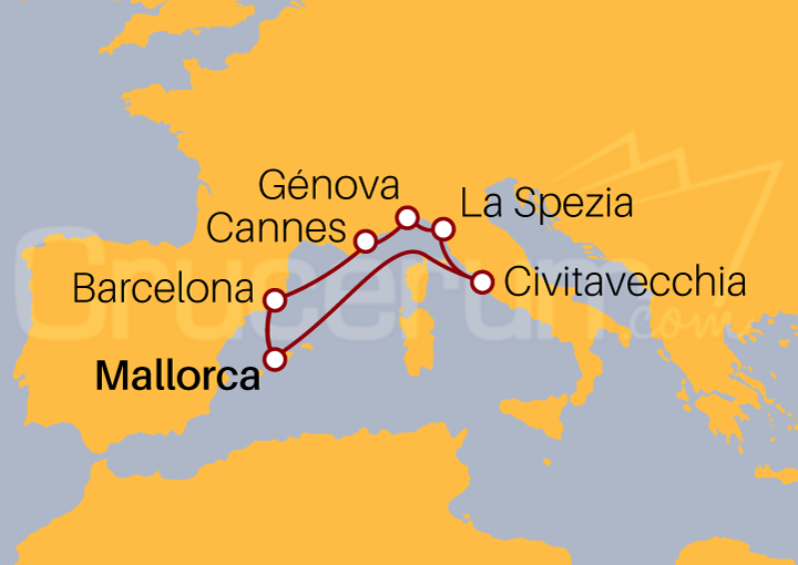 Itinerario Crucero Crucero Mar Mediterráneo desde Palma de Mallorca 2023