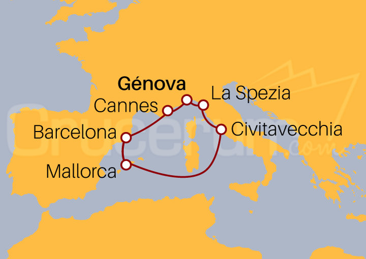 Itinerario Crucero Crucero Maravilla Mediterránea desde Génova 2023