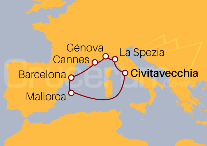 Itinerario Crucero Crucero Maravilla Mediterránea desde Civitavecchia 2023