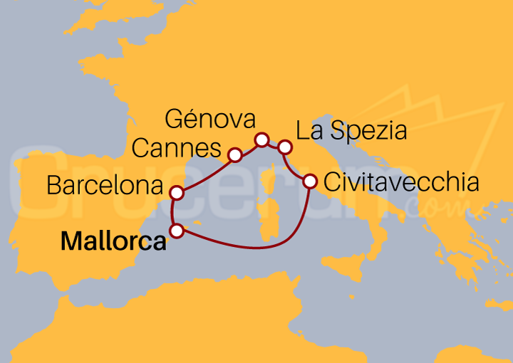 Itinerario Crucero Mediterráneo 2024 desde Palma