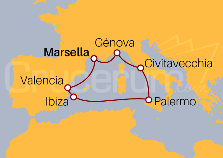 Itinerario Crucero Mediterráneo desde Marsella