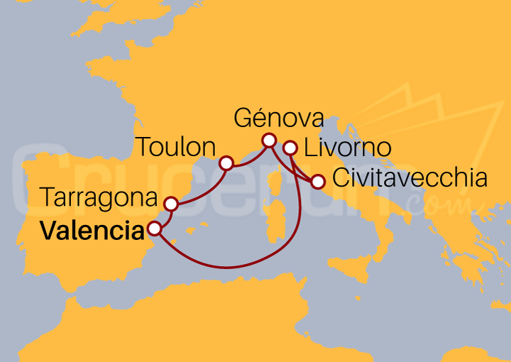 Itinerario Crucero Mediterráneo desde Valencia