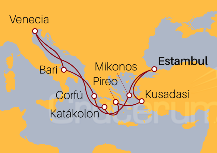 Itinerario Crucero Grecia y Turquía desde Estambul