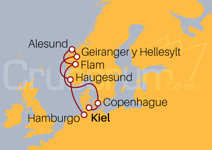 Itinerario Crucero Desde Kiel por Noruega