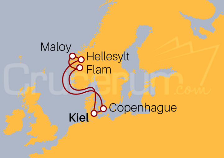Itinerario Crucero Fiordos: Hellesylt, Maloy y Flam