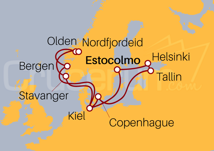 Itinerario Crucero Fiordos Noruegos y Capitales Bálticas