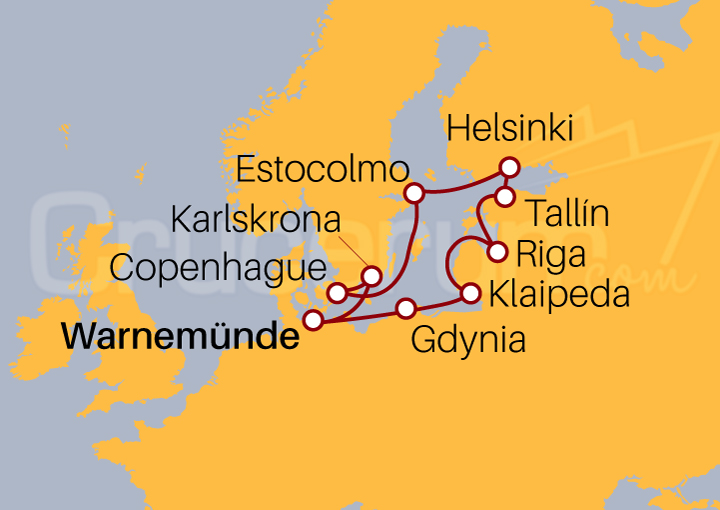 Itinerario Crucero Crucero desde Warnemunde 2023