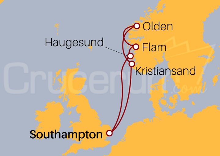 Itinerario Crucero Fiordos desde Southampton