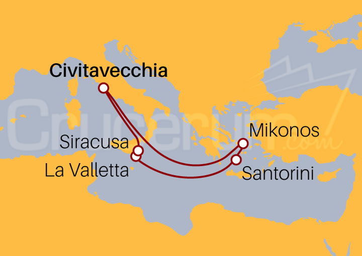 Itinerario Crucero Crucero Maravilla Mediterránea desde Civitavecchia II 2023