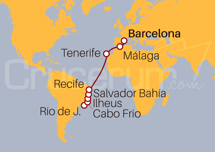 Itinerario Crucero De Barcelona a Rio de Janeiro