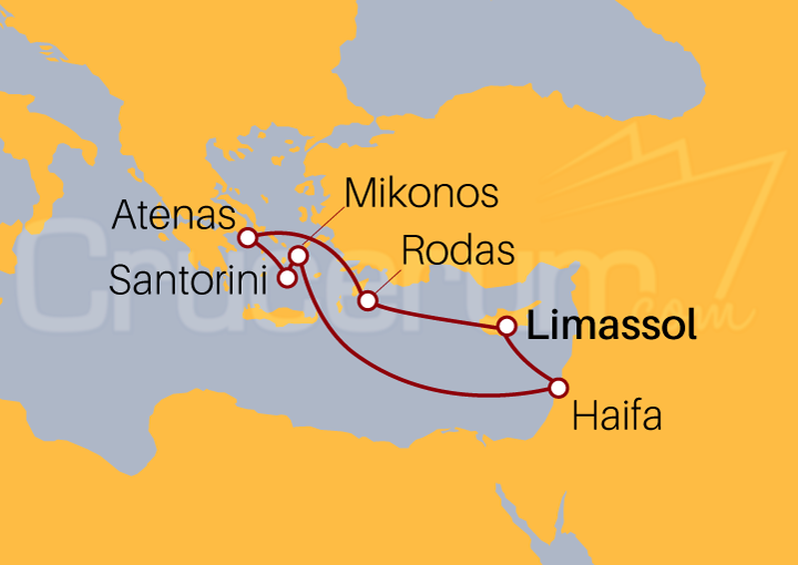 Itinerario Crucero Islas Griegas e Israel desde Limassol