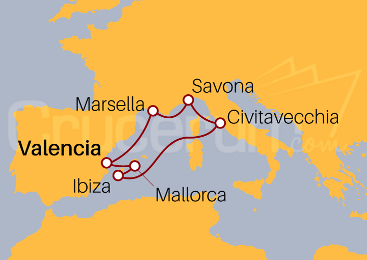Itinerario Crucero Mediterráneo desde Palma