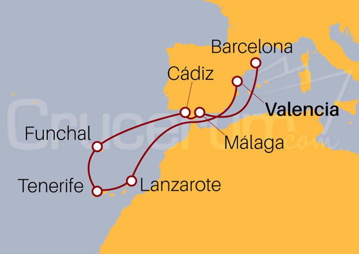 Itinerario Crucero España con Islas Canarias